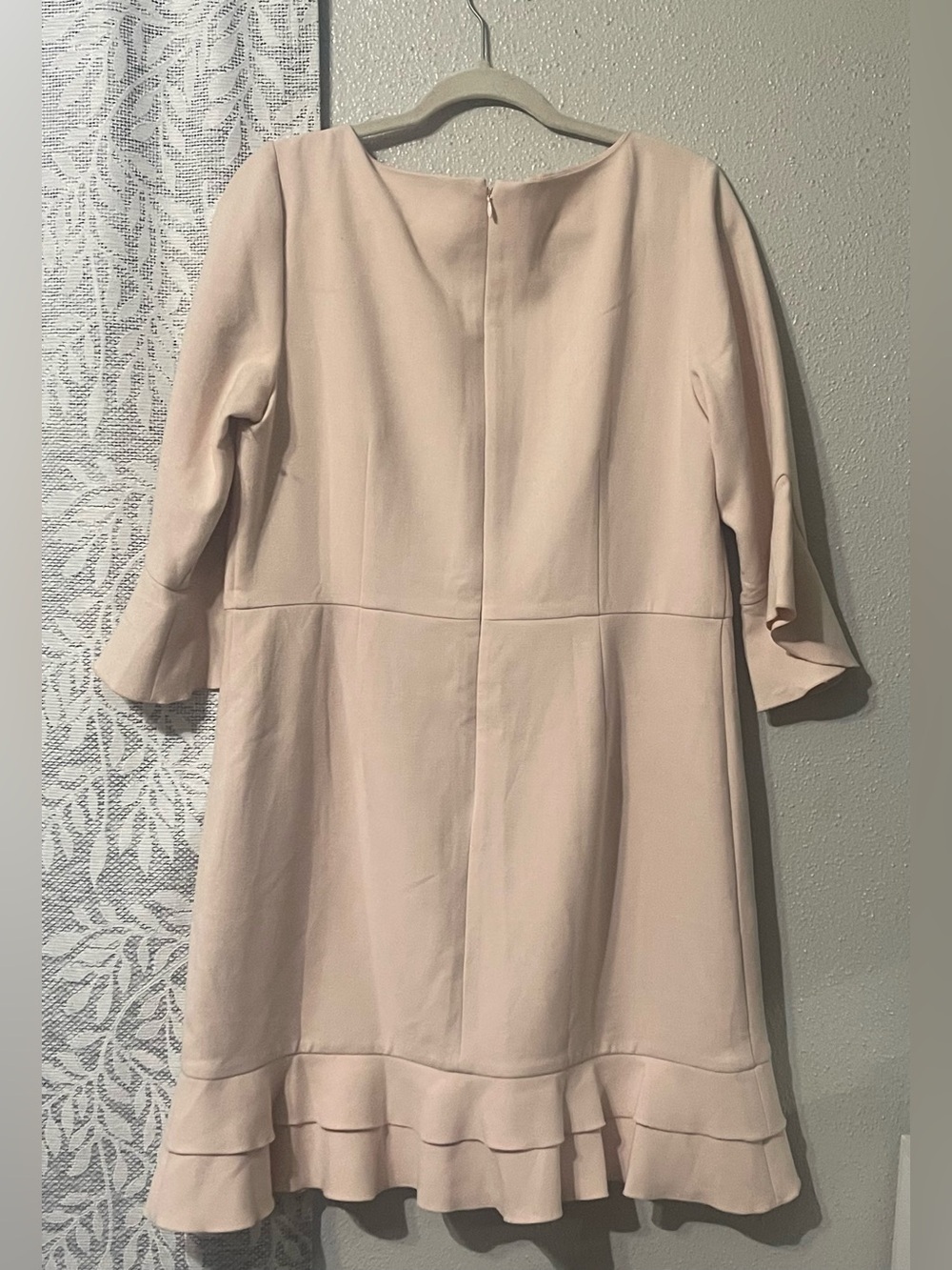 New Ann Taylor Pastel Pink Flare 3/4 Sleeve Boat Neck Flounce Hem Sheath - Picture 4 of 9